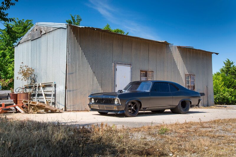Black Muscle Car — Serene, Afternoon, Photograph, Shed
