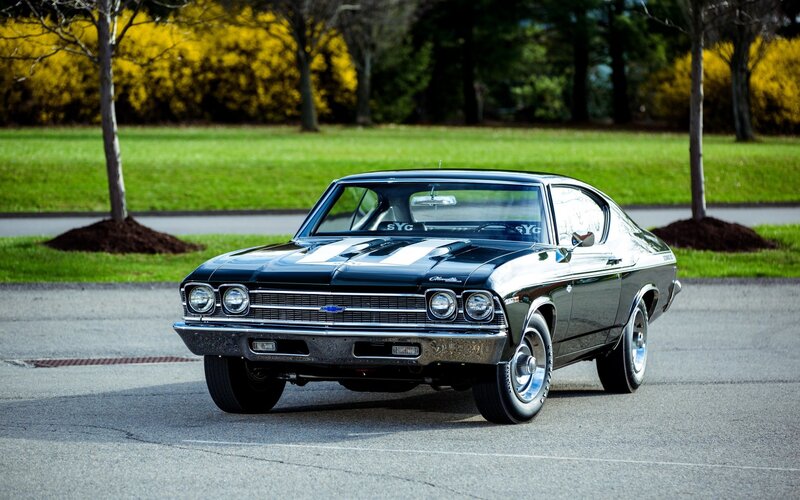 Black Muscle Car — Serene, Autumn, Photograph, Road