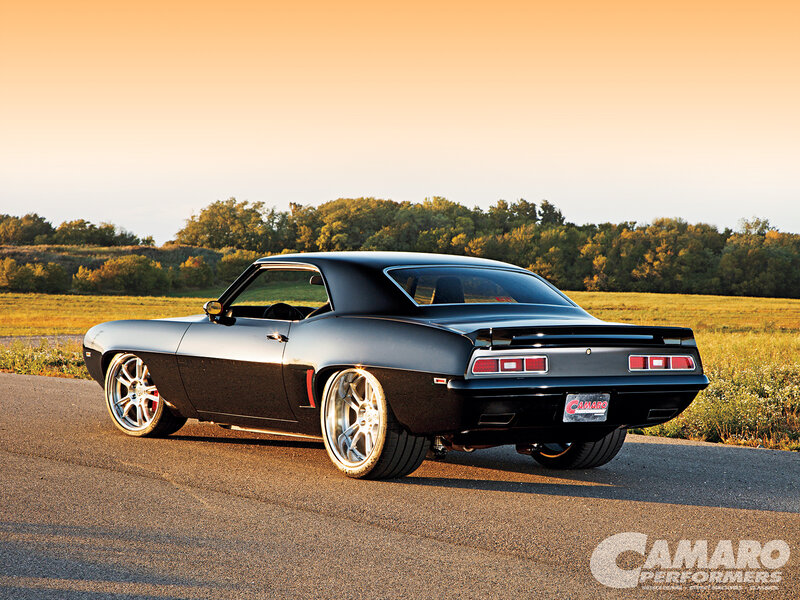 Black Muscle Car — Serene, Sunset, Photograph, Road, Field