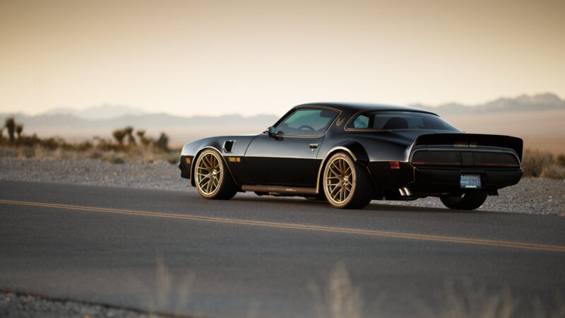 Black Muscle Car — Serene, Sunset, Photograph, Road, Mountains