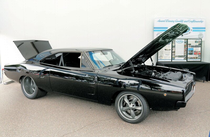 Black Muscle Car — Showroom, Afternoon