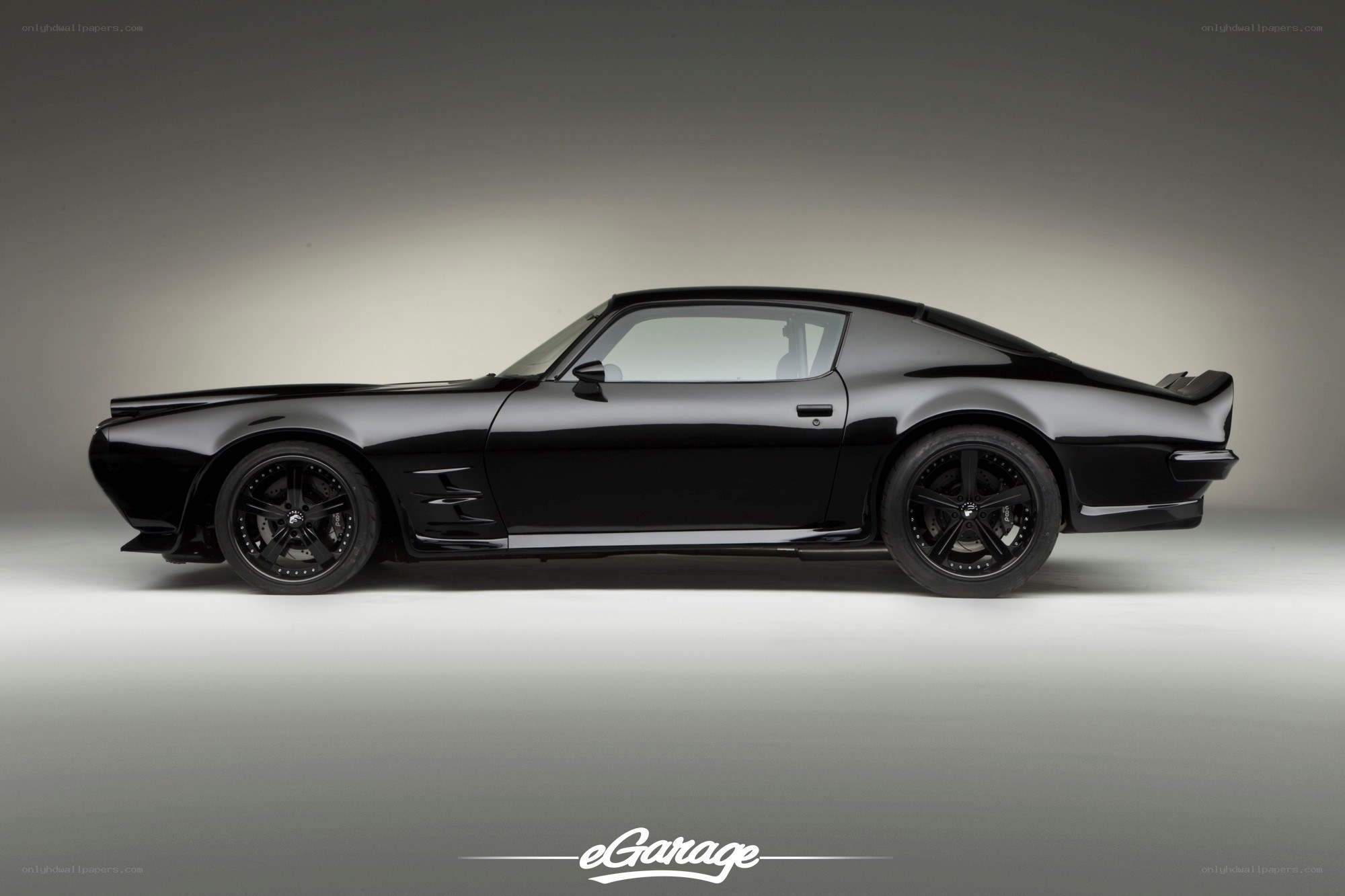 black muscle car side profile