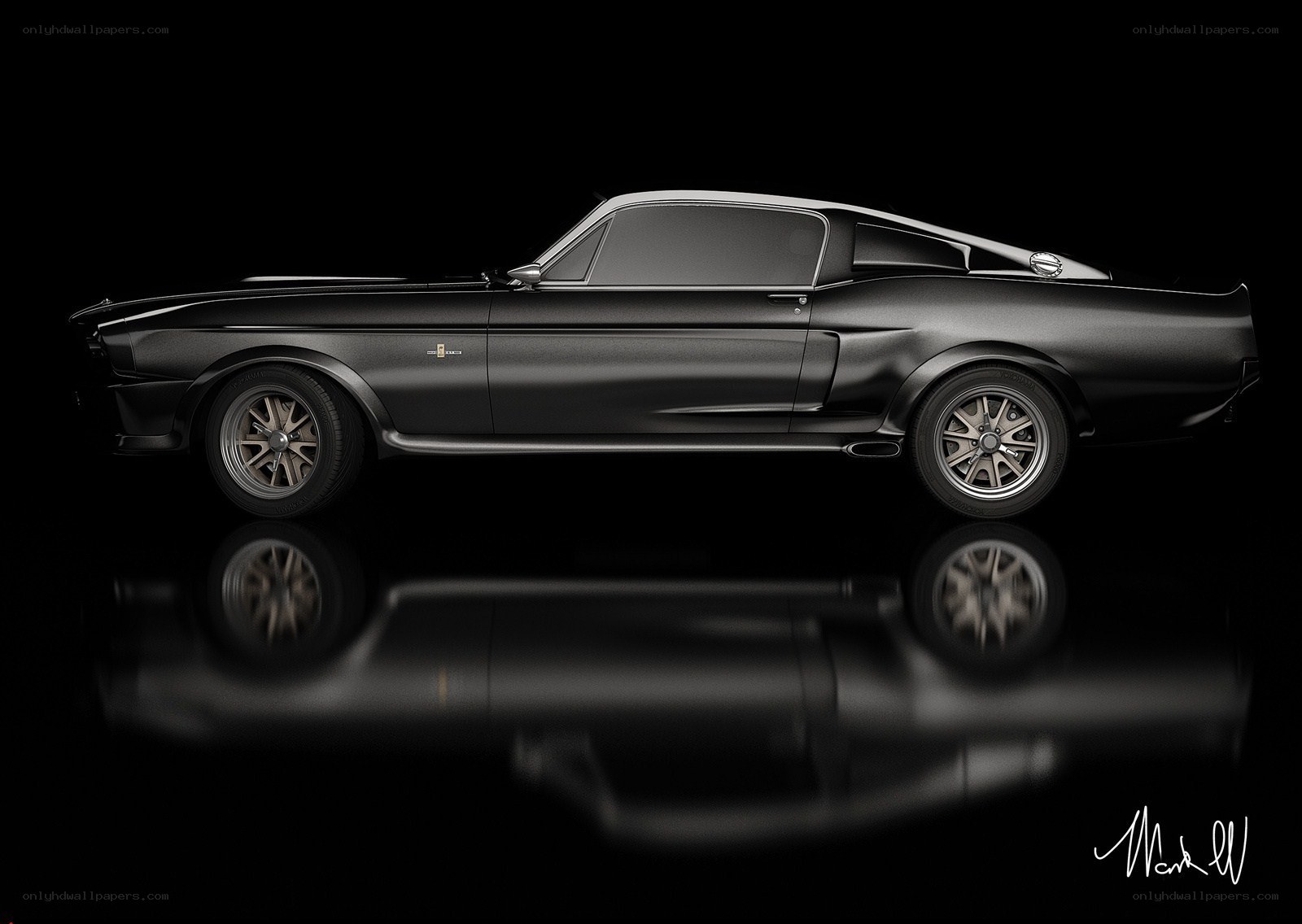 black muscle car side profile