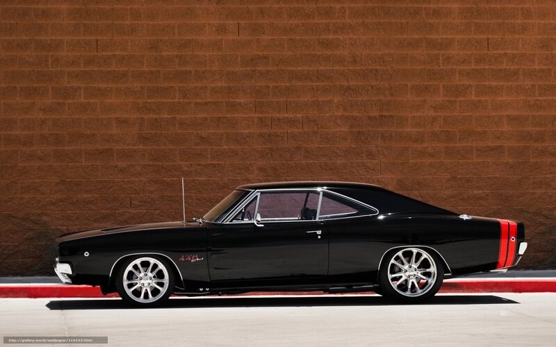 Black muscle car side profile