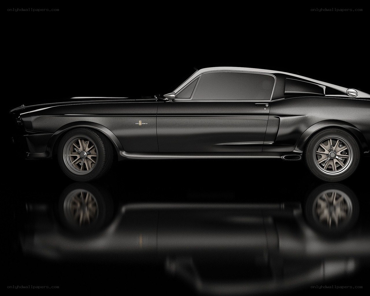 black muscle car side profile