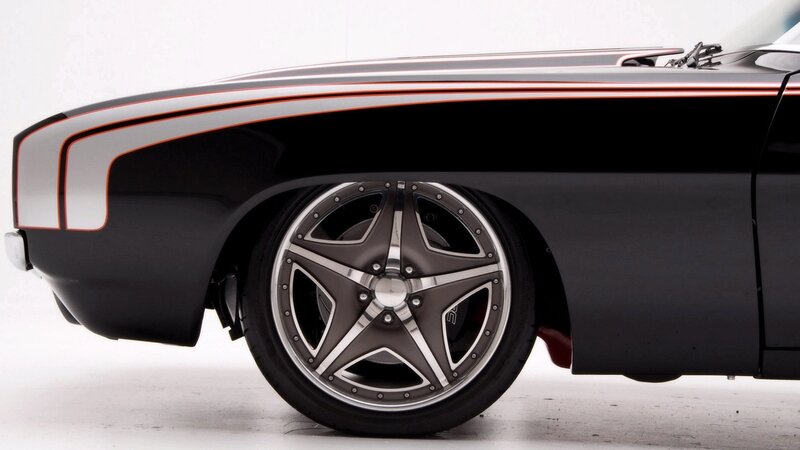 black muscle car side profile