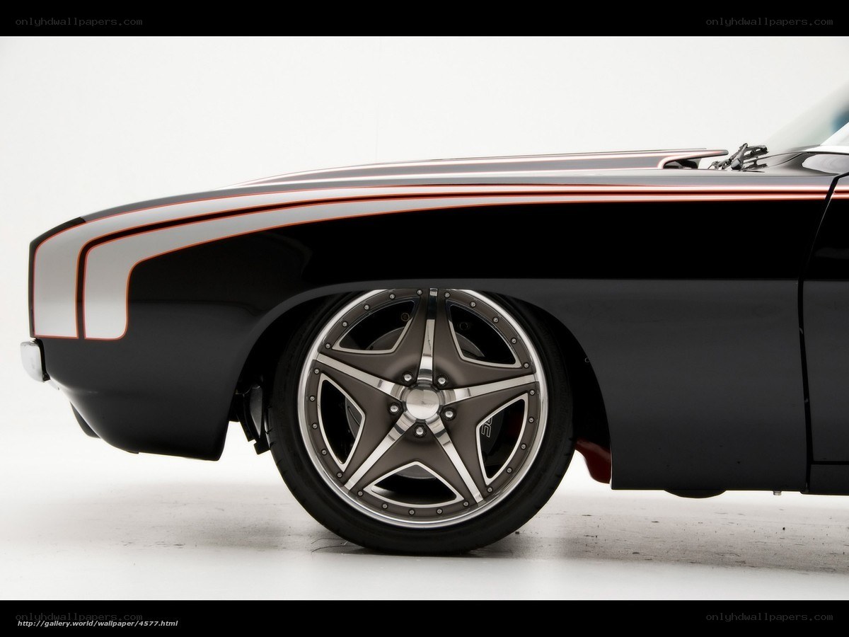 black muscle car side profile