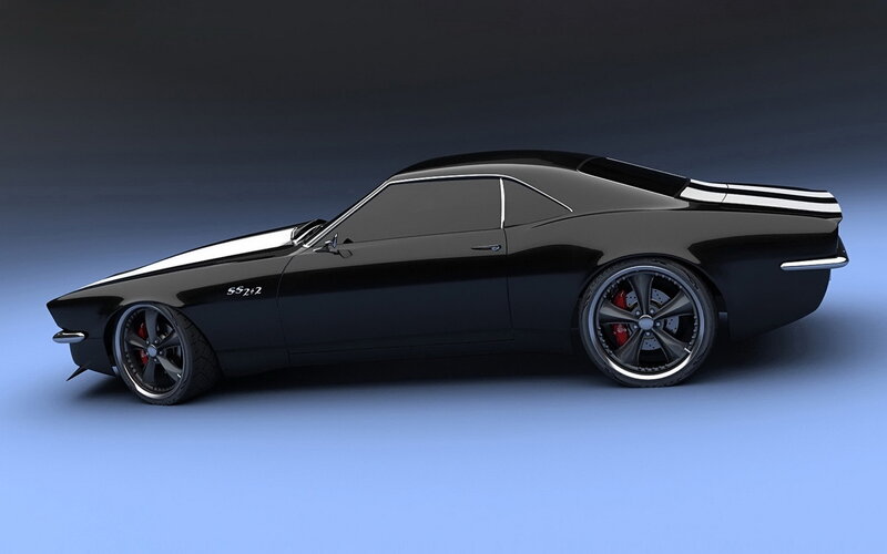 black muscle car side view