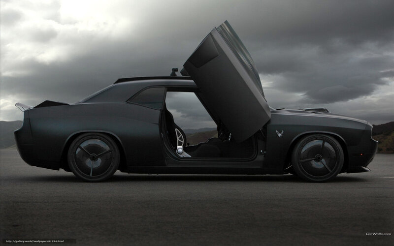 black muscle car with gull-wing door