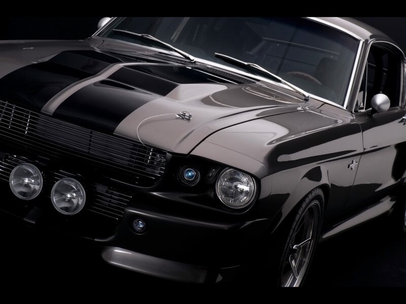 black muscle car with stripes