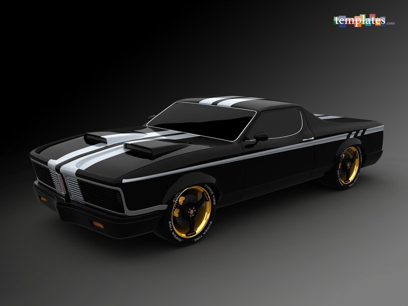 black muscle truck with gold wheels