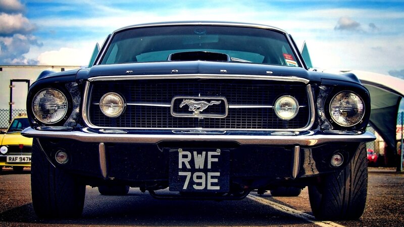Black Mustang Car — Blue