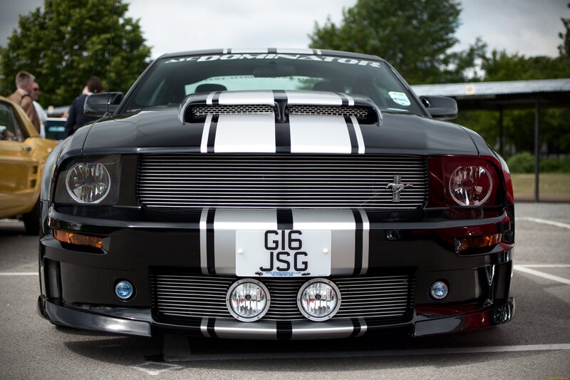 Black Mustang Car — Calm, Afternoon, Photograph, People