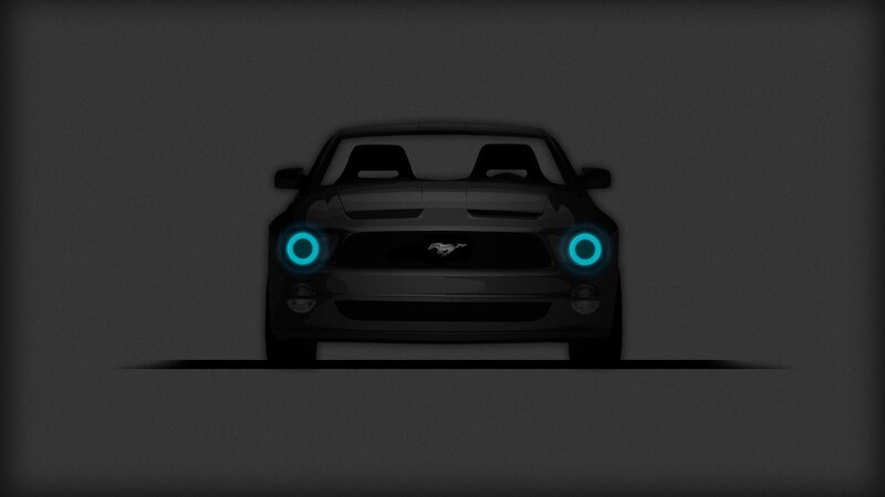 Black Mustang Car — Dark