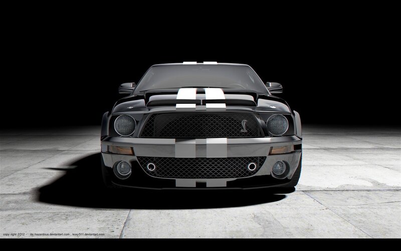 Black Mustang Car — Dramatic, 3d Render