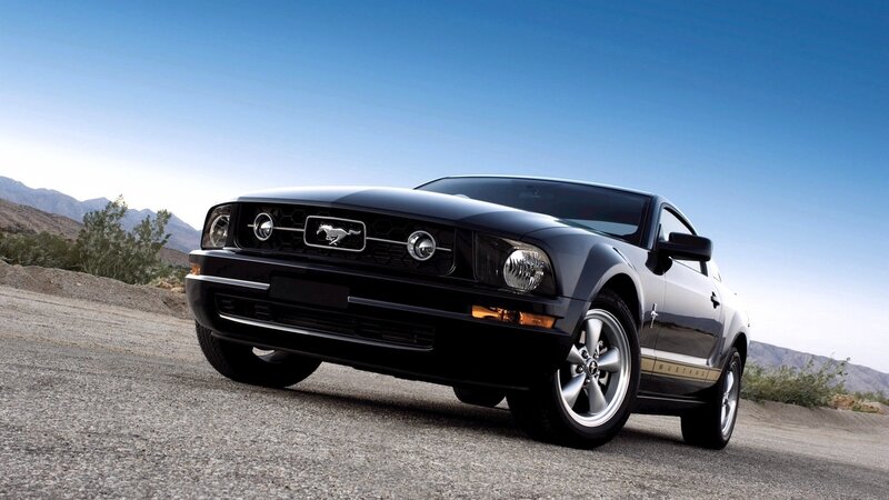 Black Mustang Car — Dramatic, Afternoon, Photograph, Road