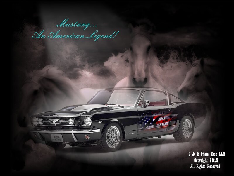 Black Mustang Car — Dramatic, Digital Art