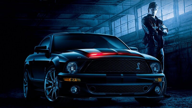 Black Mustang Car — Dramatic, Night, Photograph, Man