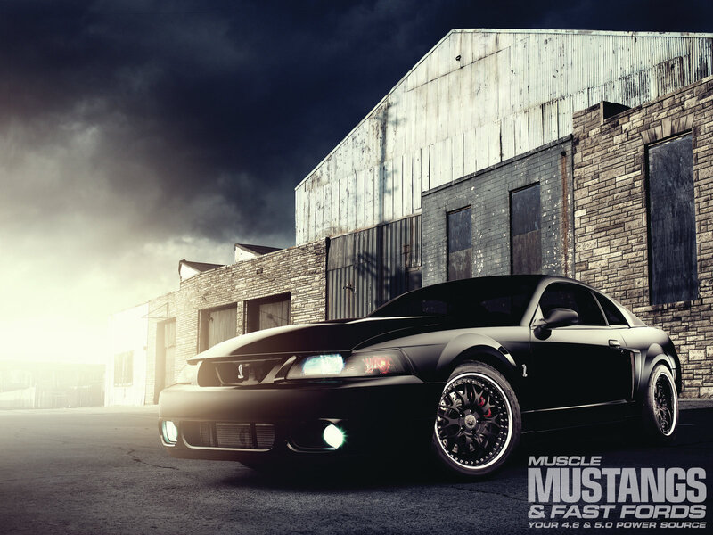 Black Mustang Car — Dramatic, Night