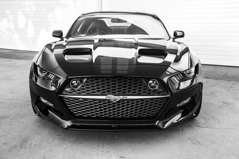 Black Mustang Car — Dramatic, Photograph, Grille