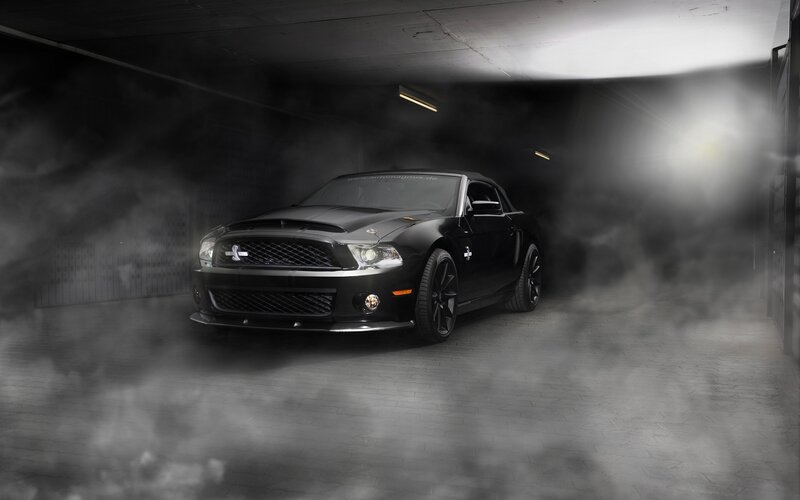 Black Mustang Car — Dramatic, Photograph, Smoke