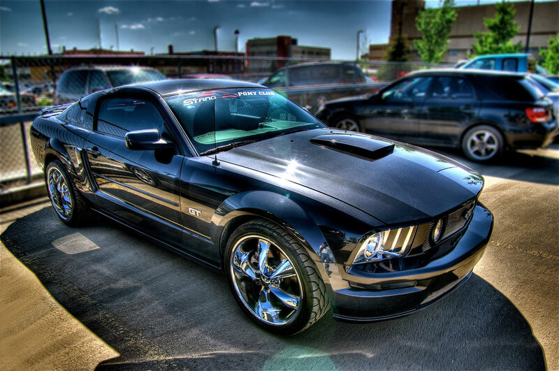 Black Mustang Gt — Dramatic, Afternoon, Photograph, Car