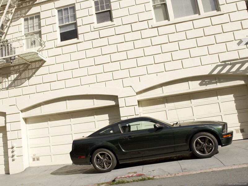 Black Mustang on a city street