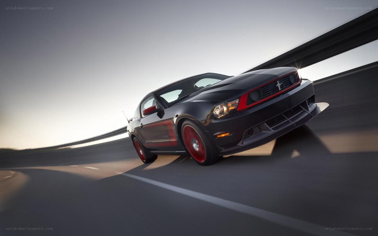 black mustang on a road