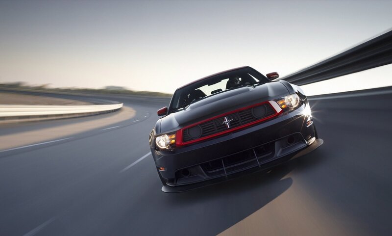black mustang on racetrack