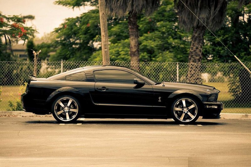 black mustang on street