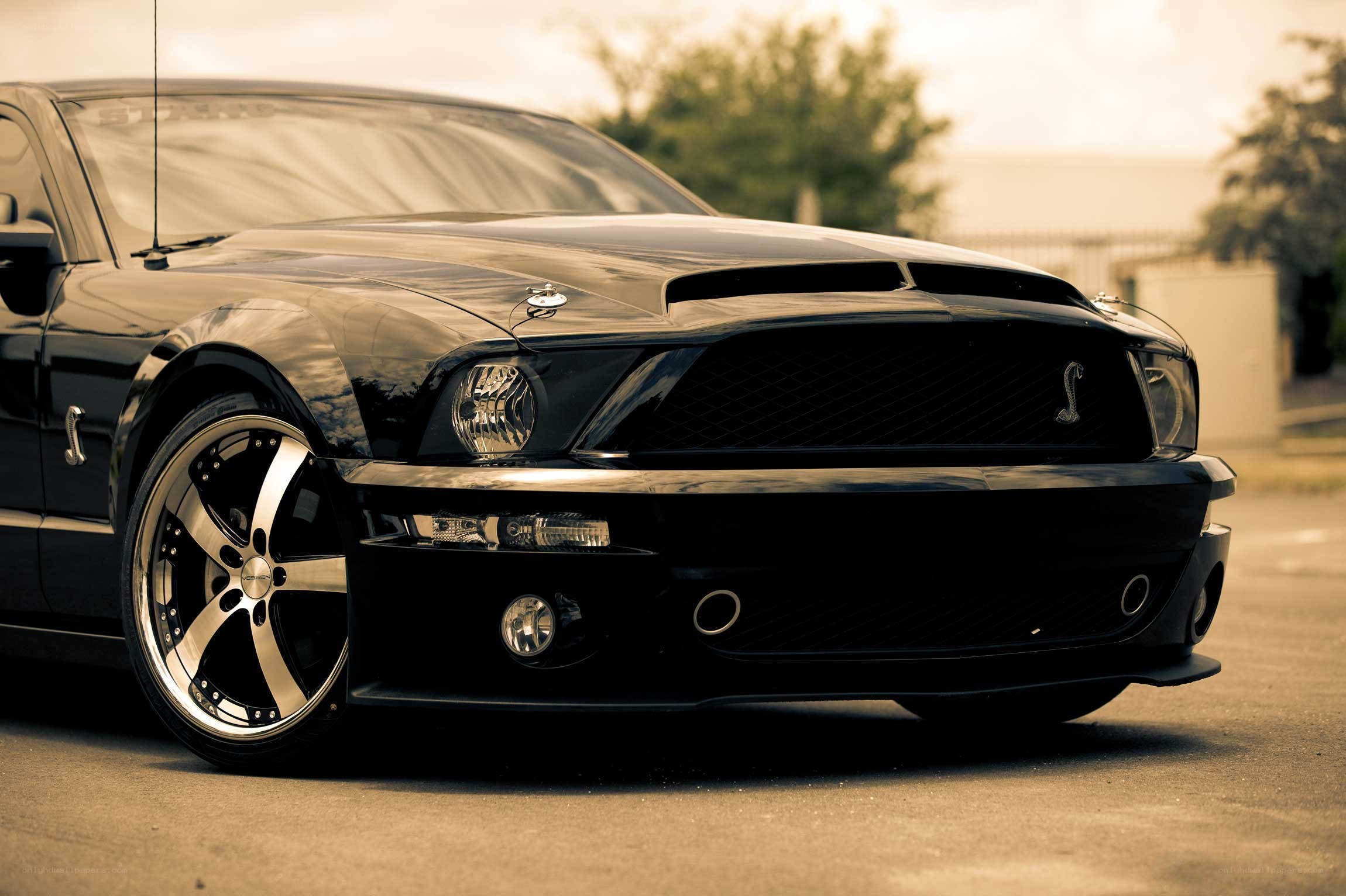 black mustang with custom wheels
