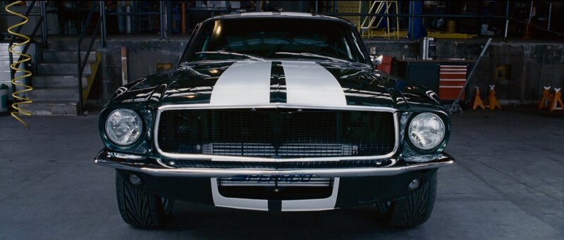 black mustang with white stripes