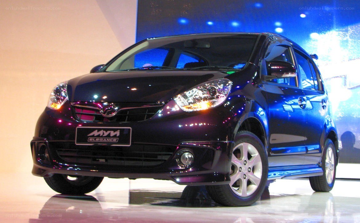 Black Myvi Elegance car on display