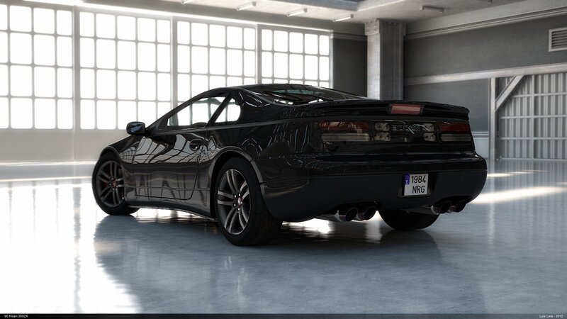 Black Nissan 300ZX in a garage