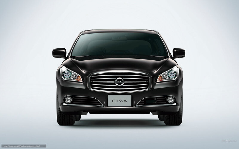 Black Nissan Cima front view
