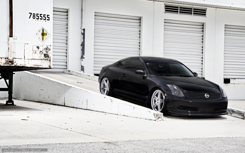 Black Nissan coupe on ramp