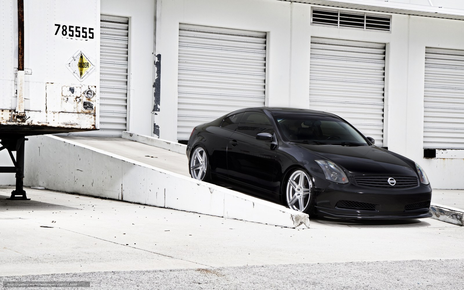 Black Nissan coupe on ramp