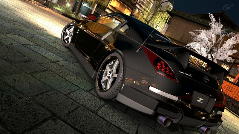 Black Nissan Fairlady Z at night