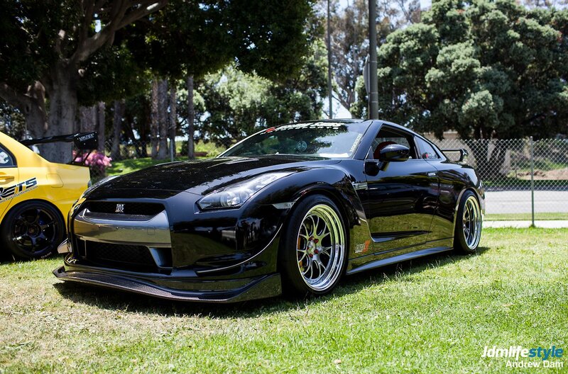 Black Nissan GT-R at car show