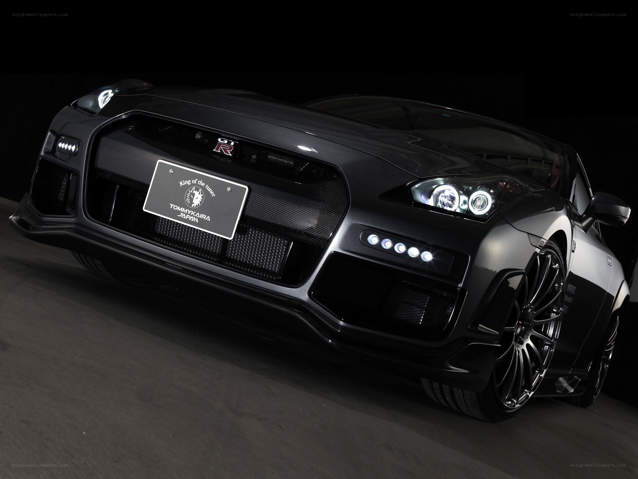 Black Nissan GT-R front view