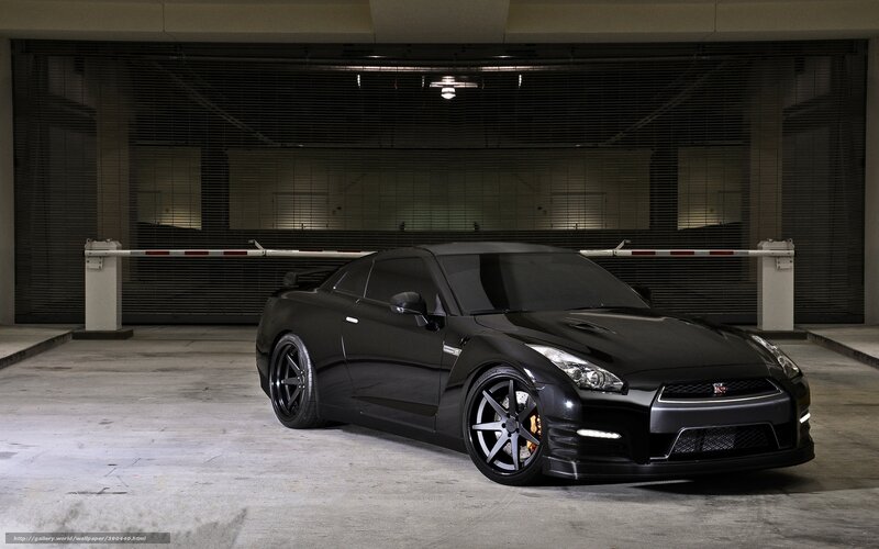 Black Nissan GT-R in garage