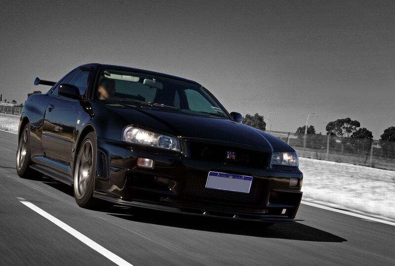 black nissan gt-r on a racetrack