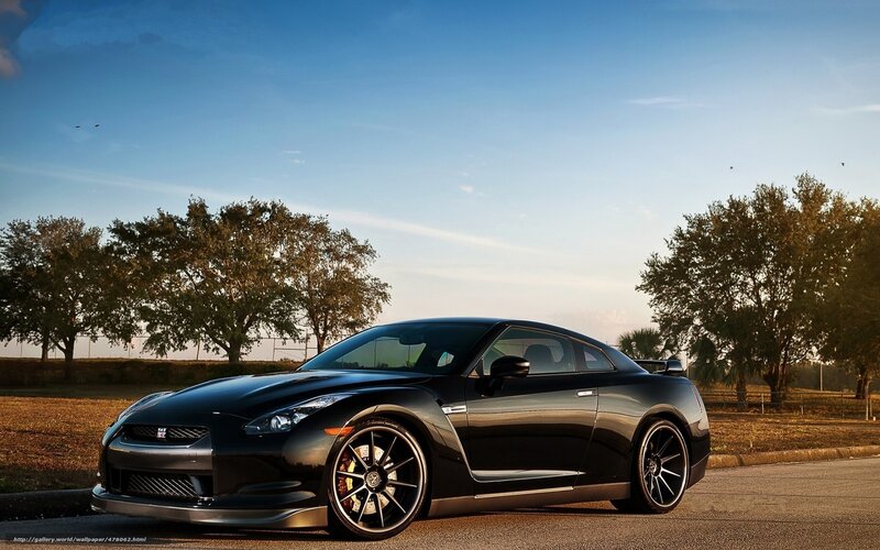 Black Nissan GT-R on a road