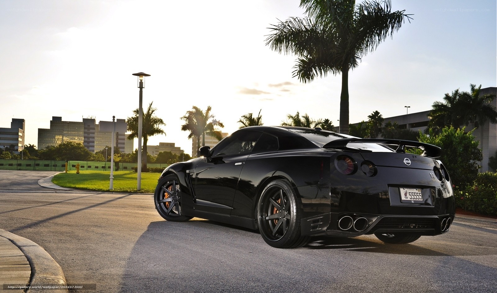 Black Nissan GT-R on a sunny street
