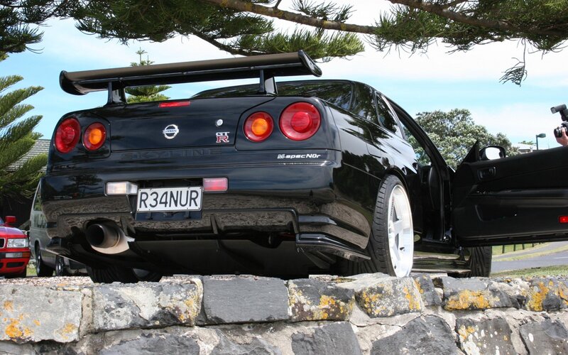Black Nissan GT-R on display