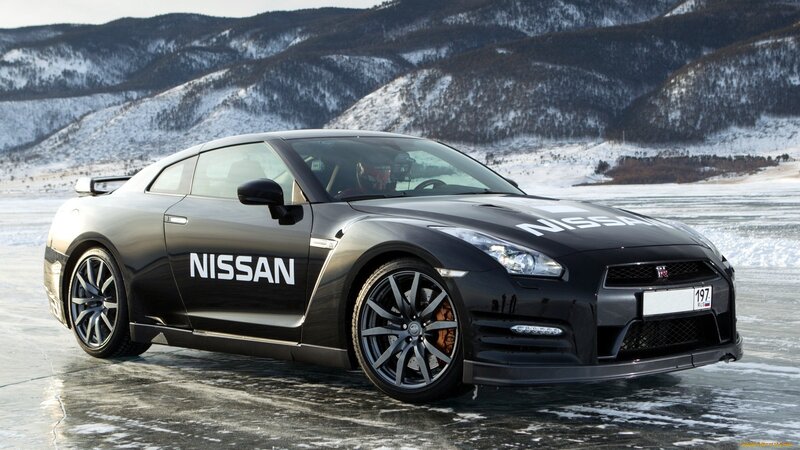 Black Nissan Gt-r on Ice