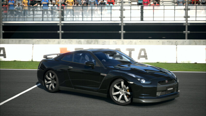 Black Nissan GT-R on racetrack