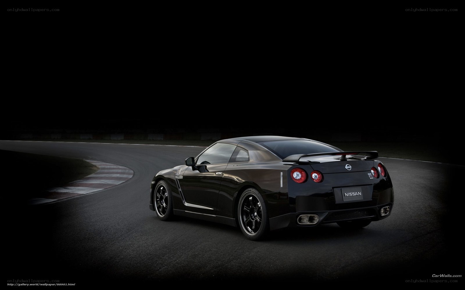 Black Nissan GT-R on racetrack