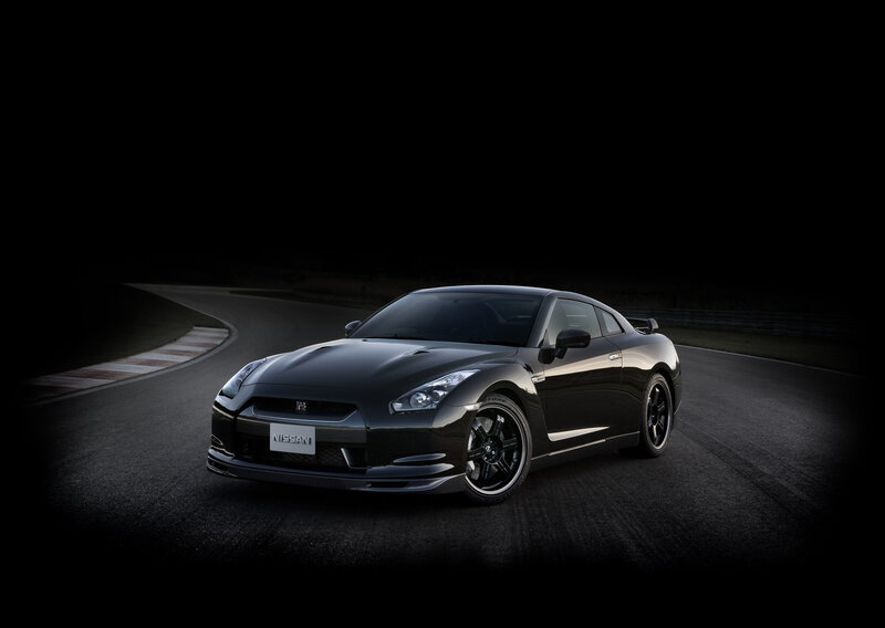 Black Nissan GT-R on racetrack