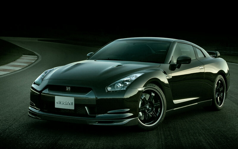 Black Nissan GT-R on racetrack